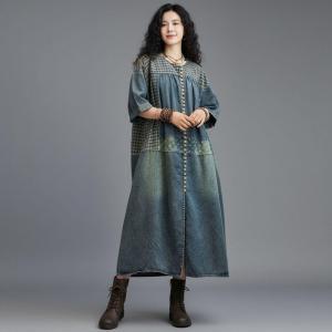 Original Design Patchwork Jean Dress Coat