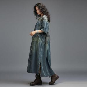 Original Design Patchwork Jean Dress Coat