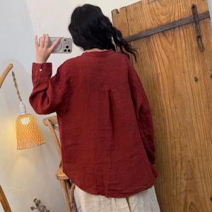 Casual Chic Linen Long Sleeves Plain Shirt