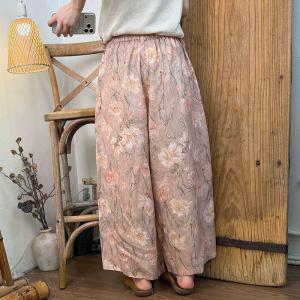 Beautiful Flowers Comfy Wide Leg Linen Pants