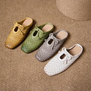 Hollow Out Tied Weave Slippers for Women
