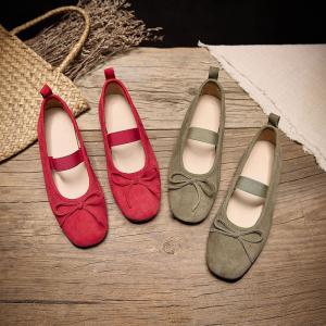 Bowknot Decoration Sheep Skin Ballet Flats