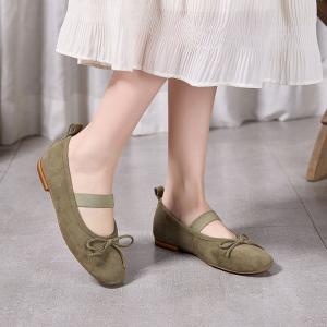 Bowknot Decoration Sheep Skin Ballet Flats