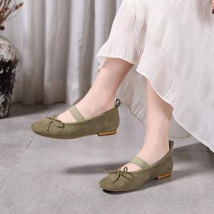 Bowknot Decoration Sheep Skin Ballet Flats