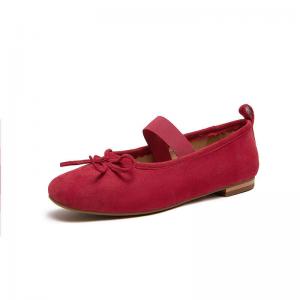 Bowknot Decoration Sheep Skin Ballet Flats