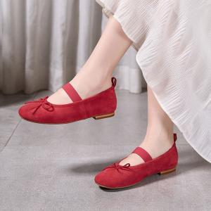 Bowknot Decoration Sheep Skin Ballet Flats