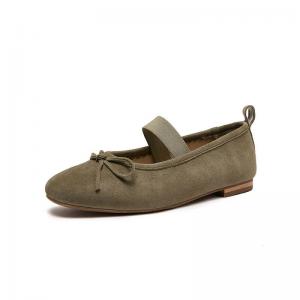 Bowknot Decoration Sheep Skin Ballet Flats