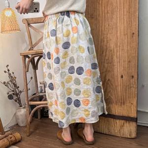 Causal Versatile Linen Patterned A-Line Skirt