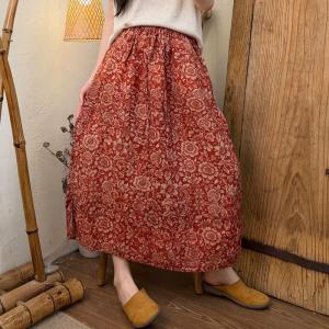 Causal Versatile Linen Patterned A-Line Skirt