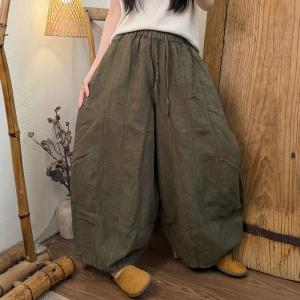 Drawstring Waist Organic Linen Barrel Pants