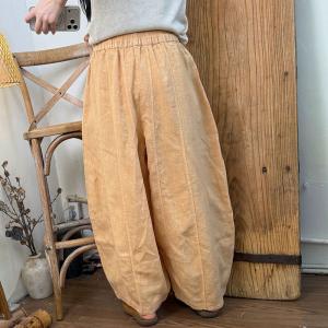 Drawstring Waist Organic Linen Barrel Pants