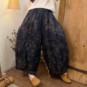 Tropical Colorful Prints Wide Leg Ramie Pants