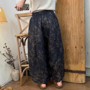 Tropical Colorful Prints Wide Leg Ramie Pants
