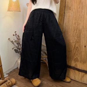 Cozy Ramie Breathable Tassel Pants
