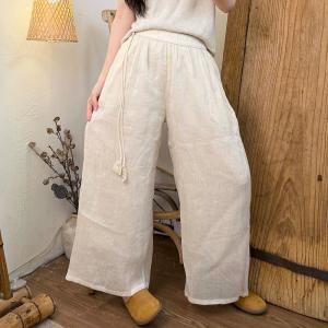 Cozy Ramie Breathable Tassel Pants
