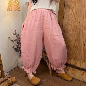 Summer Ramie Lace Bloomer Pants