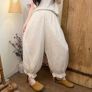 Summer Ramie Lace Bloomer Pants