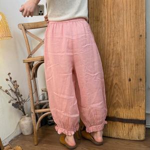 Summer Ramie Lace Bloomer Pants