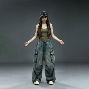 Street Style Flap Pockets Casual Cargo Jeans