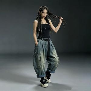 Fall Fashion Pockets Baggy Boyfriend Jeans