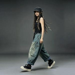 Fall Fashion Pockets Baggy Boyfriend Jeans