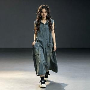 Heart Patterned Sleeveless Hooded Sundress