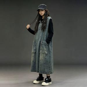 Heart Patterned Sleeveless Hooded Sundress