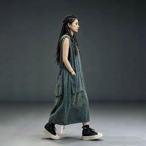 Heart Patterned Sleeveless Hooded Sundress
