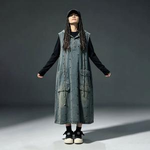 Heart Patterned Sleeveless Hooded Sundress