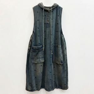 Heart Patterned Sleeveless Hooded Sundress