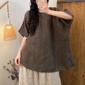 Short Sleeves Floral Embroidered T-Shirt