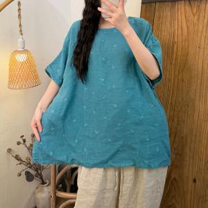Short Sleeves Floral Embroidered T-Shirt