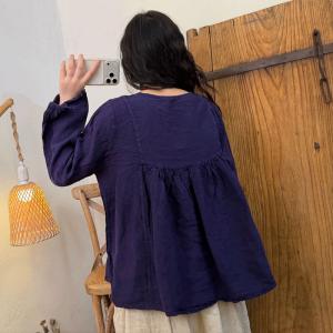 Autumn Chic Linen Plain Doll Blouse