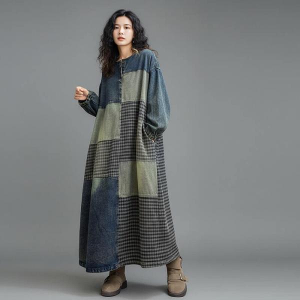 Casual 100% Cotton Ninth Sleeve Round Neck Multi-Color Blue comfy tropical western oversized lazy day travel resort hawaiian