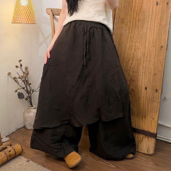 Casual 100% Linen Solid Color Dark Coffee Khaki comfy slouchy lazy day rustic cottagecore resort travel 