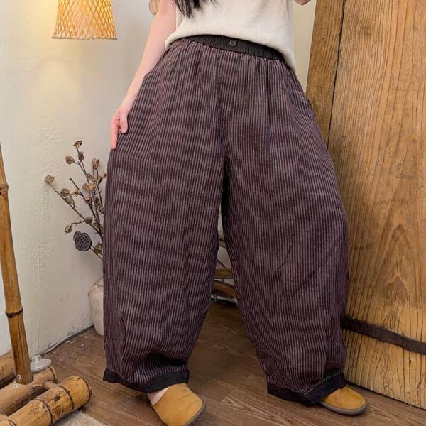 Casual 100% Linen Striped Dark Red Green Blue comfy western oversized baggy lazy day resort travel cottagecore rustic 