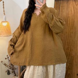 Solid Colors Long Sleeves Large Flax Clothing