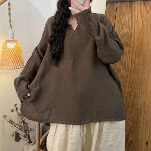 Solid Colors Long Sleeves Large Flax Clothing