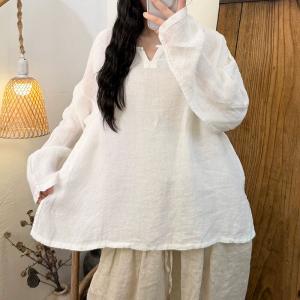 Solid Colors Long Sleeves Large Flax Clothing