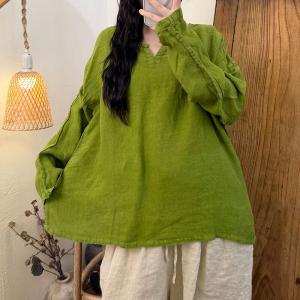 Solid Colors Long Sleeves Large Flax Clothing