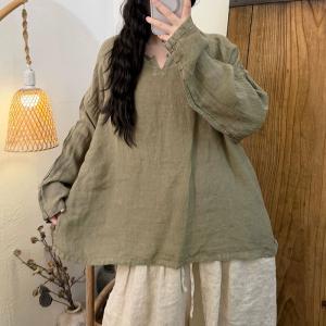 Solid Colors Long Sleeves Large Flax Clothing