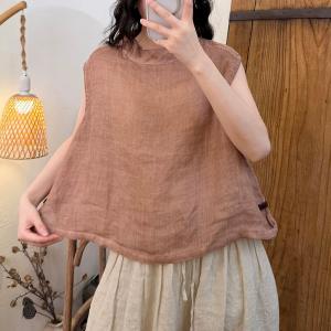 Mock Neck Organic Ramie Oversized Tank Top
