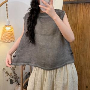 Mock Neck Organic Ramie Oversized Tank Top