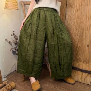 Thick Ramie Casual Cozy Barrel Pants
