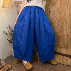 Thick Ramie Casual Cozy Barrel Pants