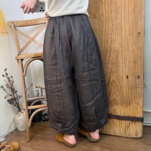 Thick Ramie Casual Cozy Barrel Pants