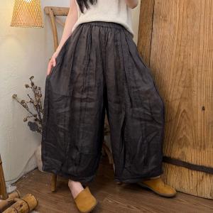 Thick Ramie Casual Cozy Barrel Pants