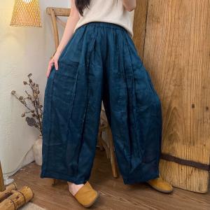 Thick Ramie Casual Cozy Barrel Pants