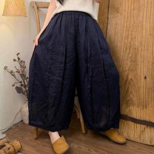 Thick Ramie Casual Cozy Barrel Pants