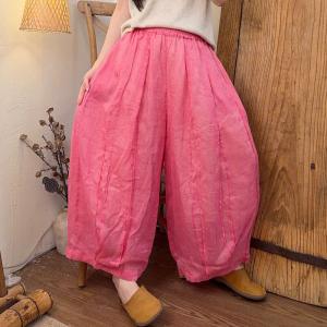 Thick Ramie Casual Cozy Barrel Pants